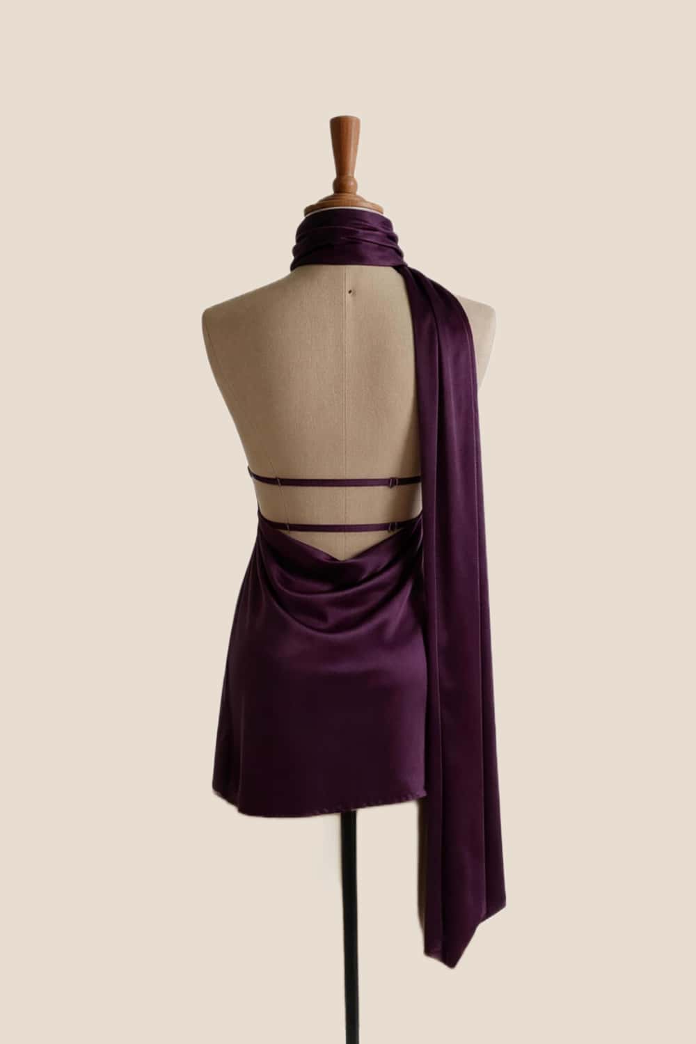 One Shoulder Halter Purple Short Dress
