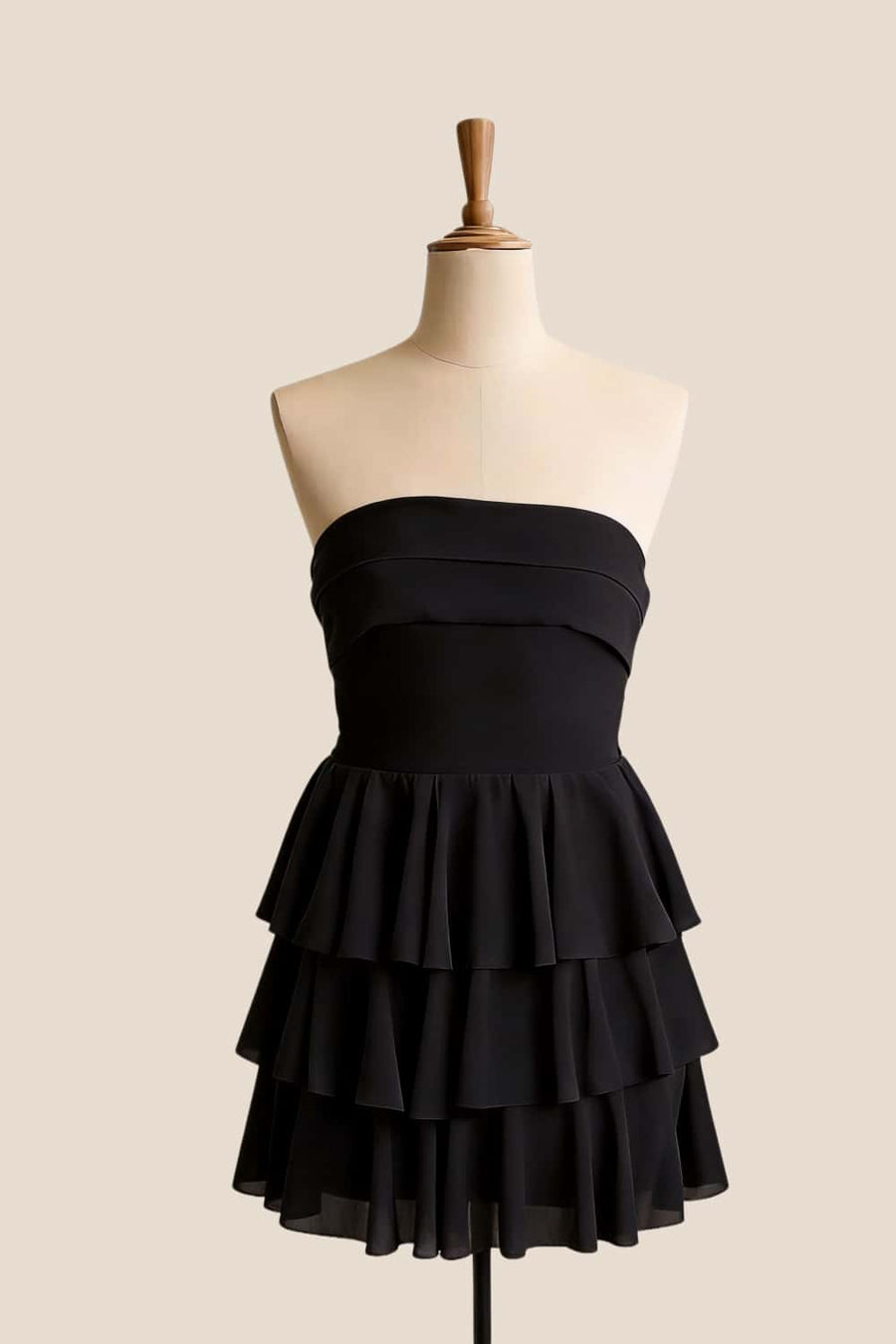 Navy Blue Chiffon Tiered Short Dress