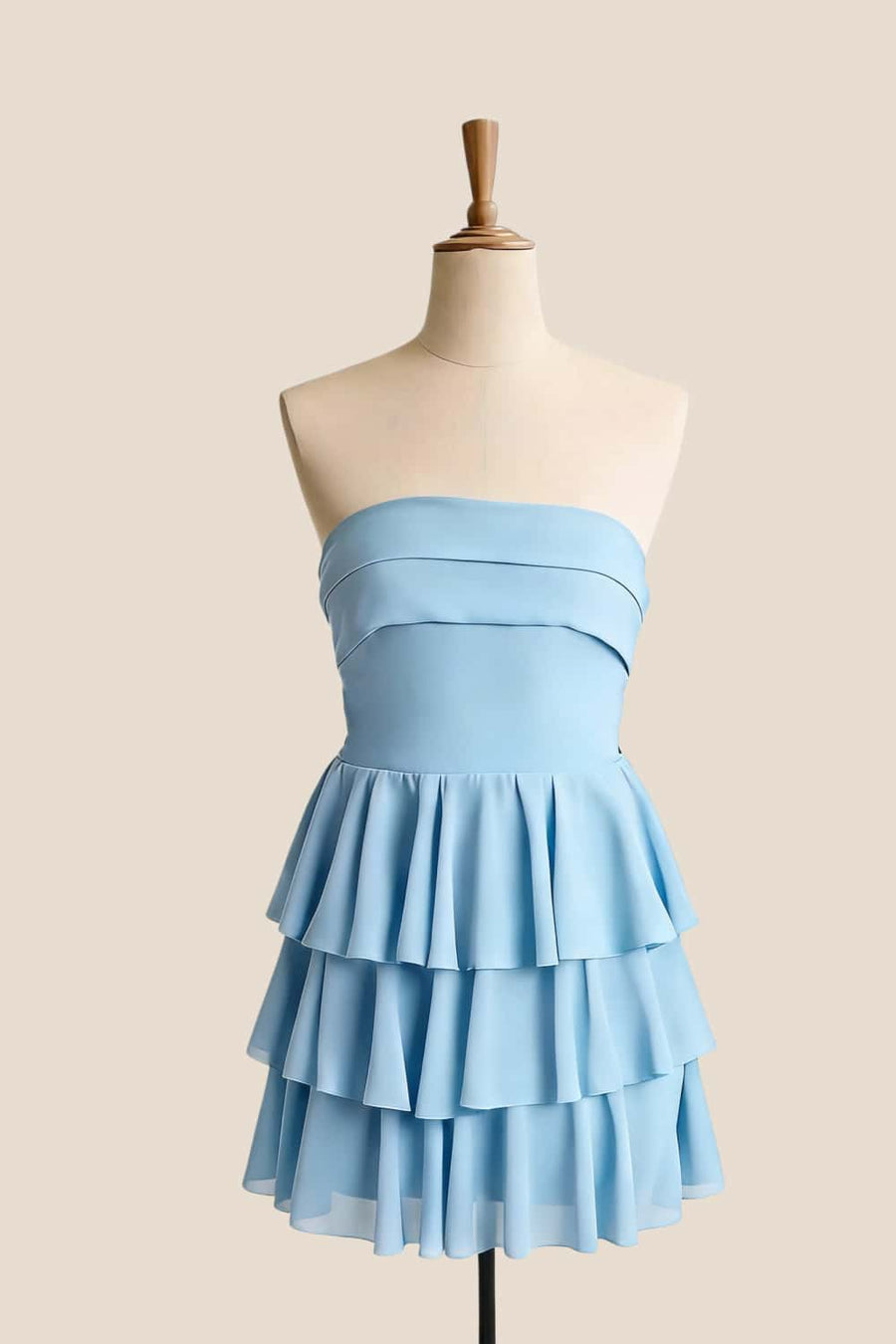 Navy Blue Chiffon Tiered Short Dress