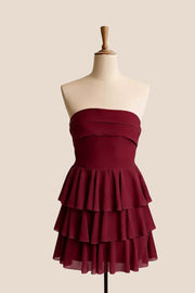 Navy Blue Chiffon Tiered Short Dress