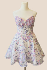 Corset 3D Flowers A-line Short Dress