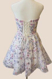 Corset 3D Flowers A-line Short Dress