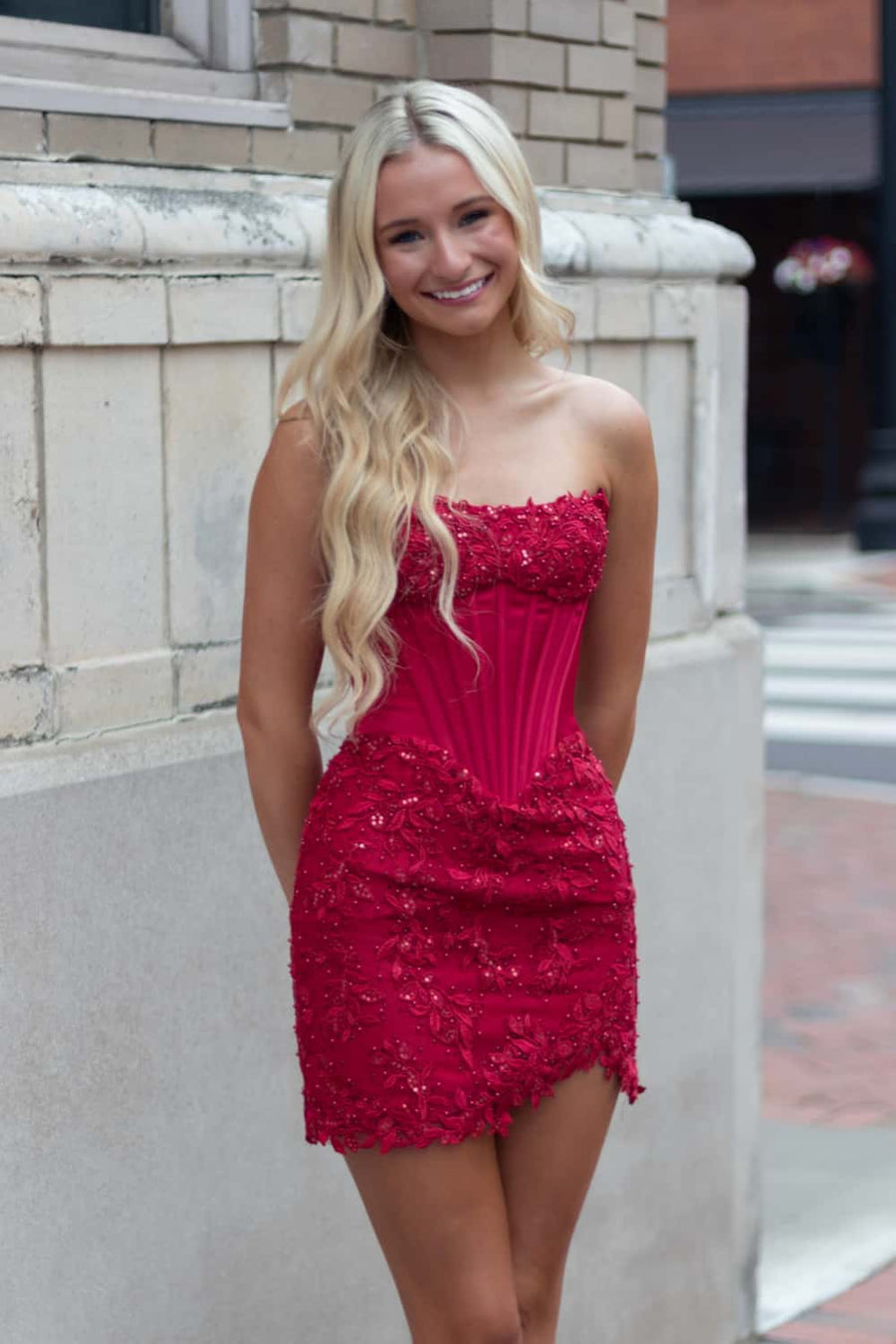 Navy Blue Appliques Corset Tight Short Dress