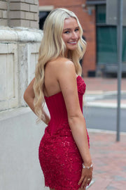 Navy Blue Appliques Corset Tight Short Dress