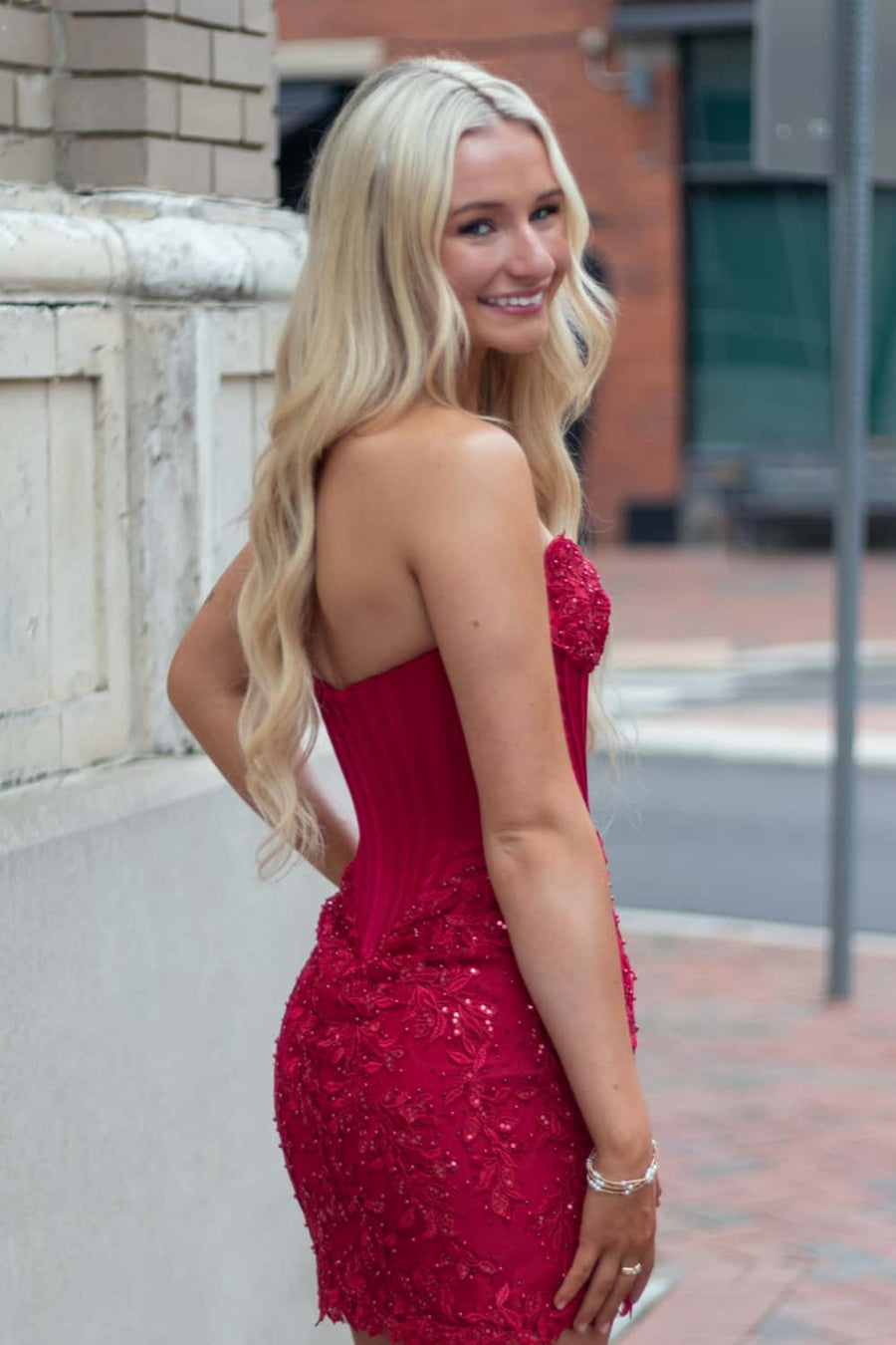 Navy Blue Appliques Corset Tight Short Dress