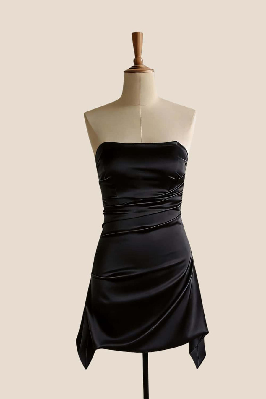 Turquoise Strapless Satin Draped Short Dress