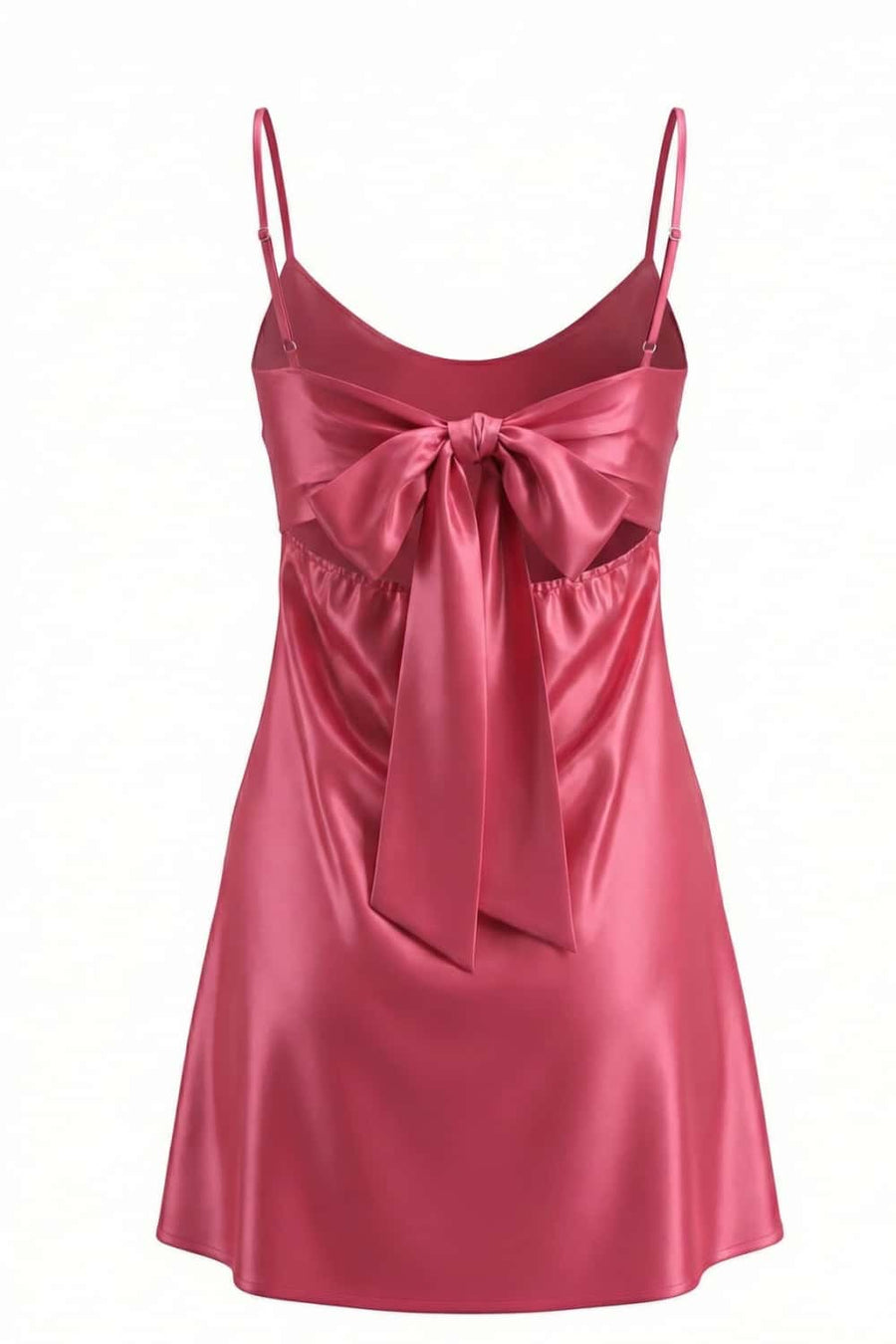 Watermelon Satin Straps Short Dress