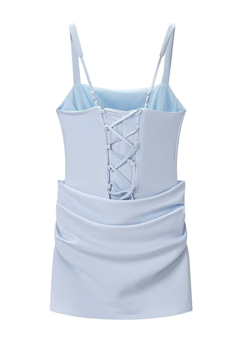 Light Blue Draped Tight Short Dress