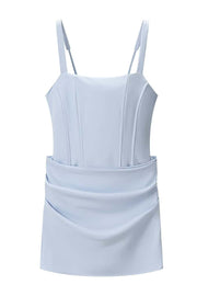 Light Blue Draped Tight Short Dress