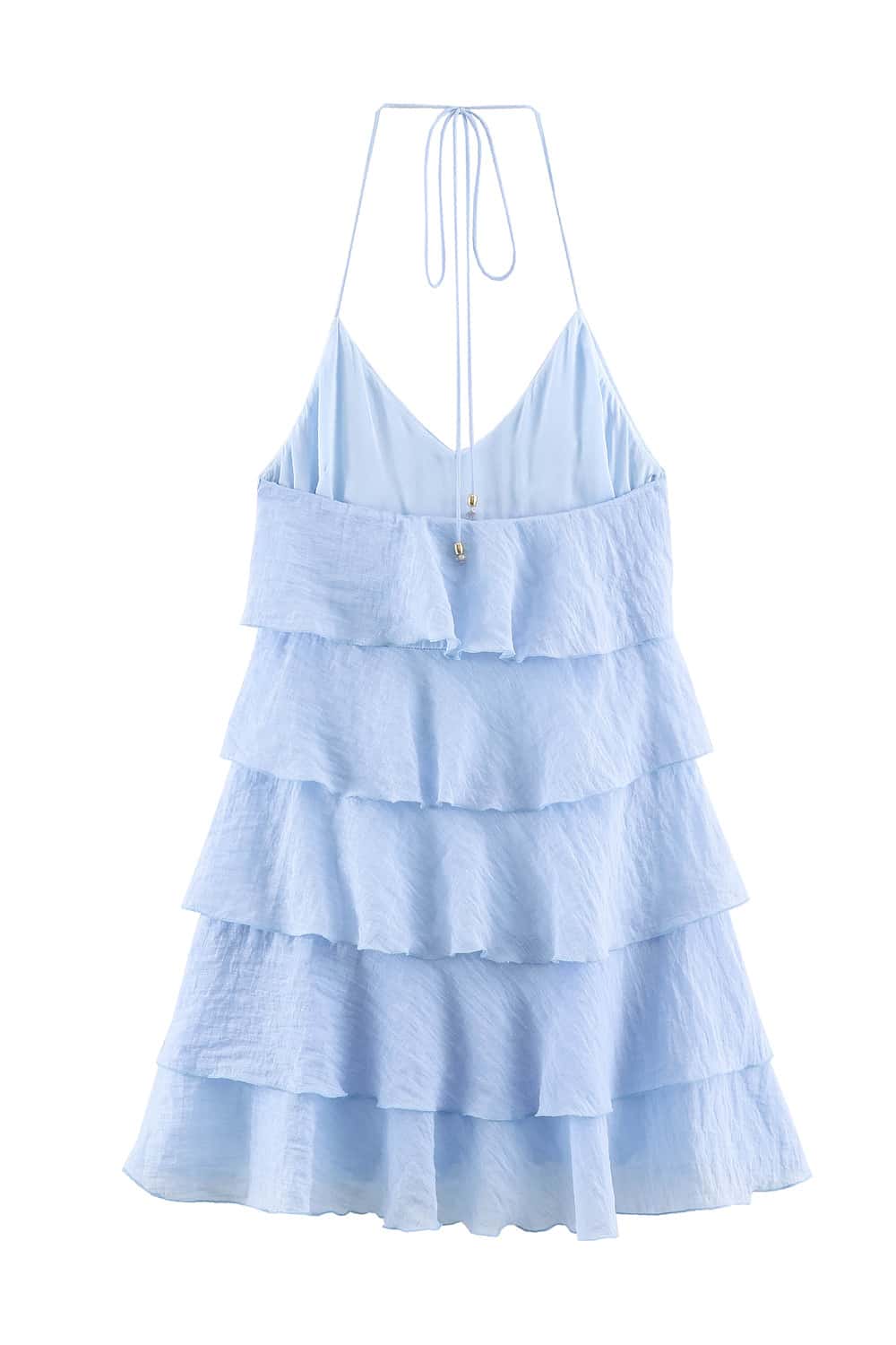 Halter Ruffle Light Blue Short Summer Dress