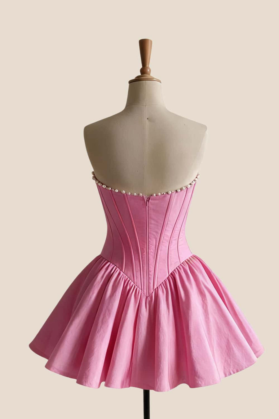 Sweet Pink Pearls A-line Bow Short Dress