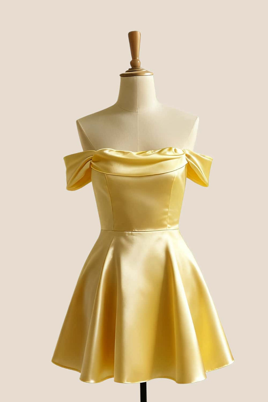 Off the Shoulder Yellow A-line Short Dress