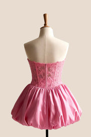 Strapless Red Appliques Bubble Homecoming Dress