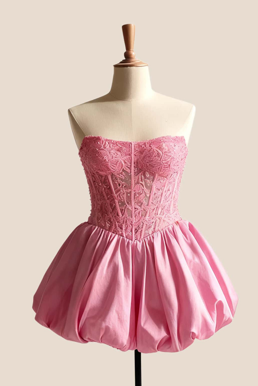 Strapless Red Appliques Bubble Homecoming Dress