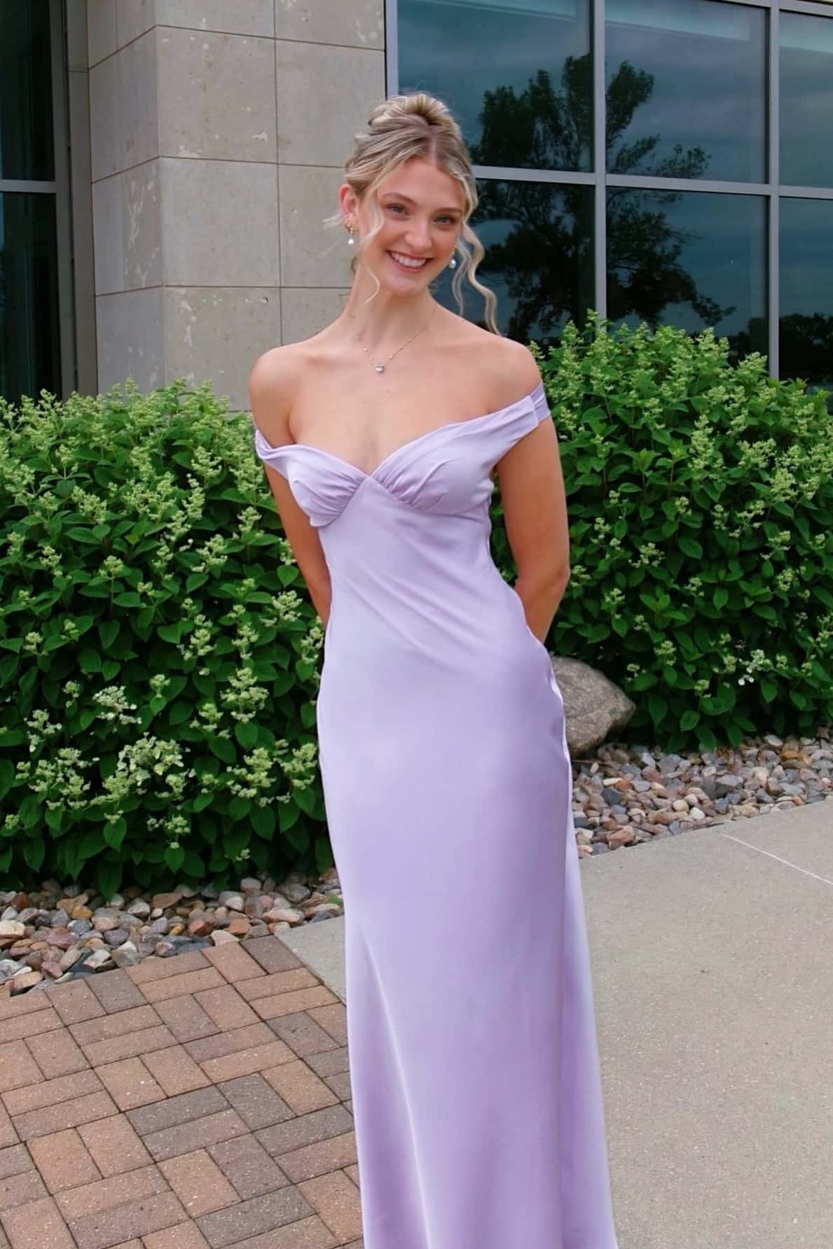 Off the Shoulder Lavender Fitted Long Dress