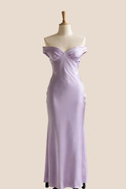 Off the Shoulder Lavender Fitted Long Dress