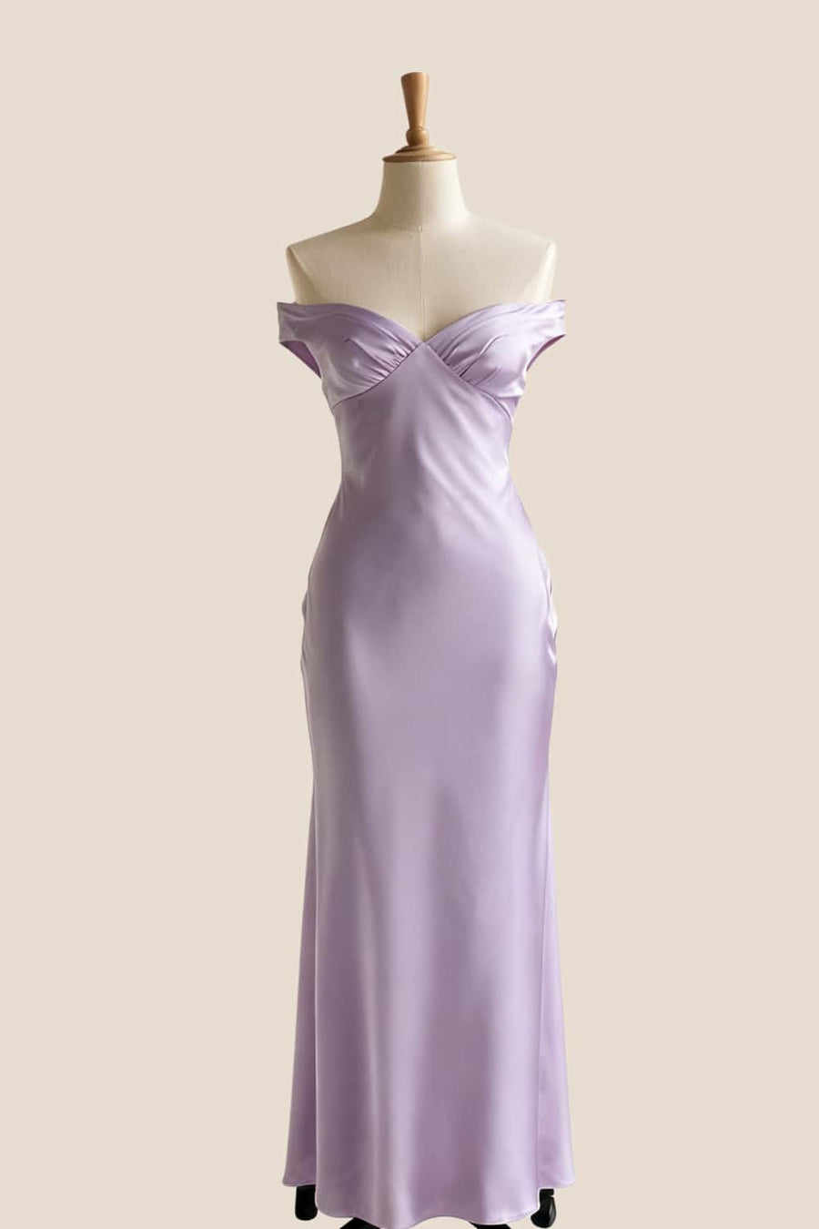 Off the Shoulder Lavender Fitted Long Dress