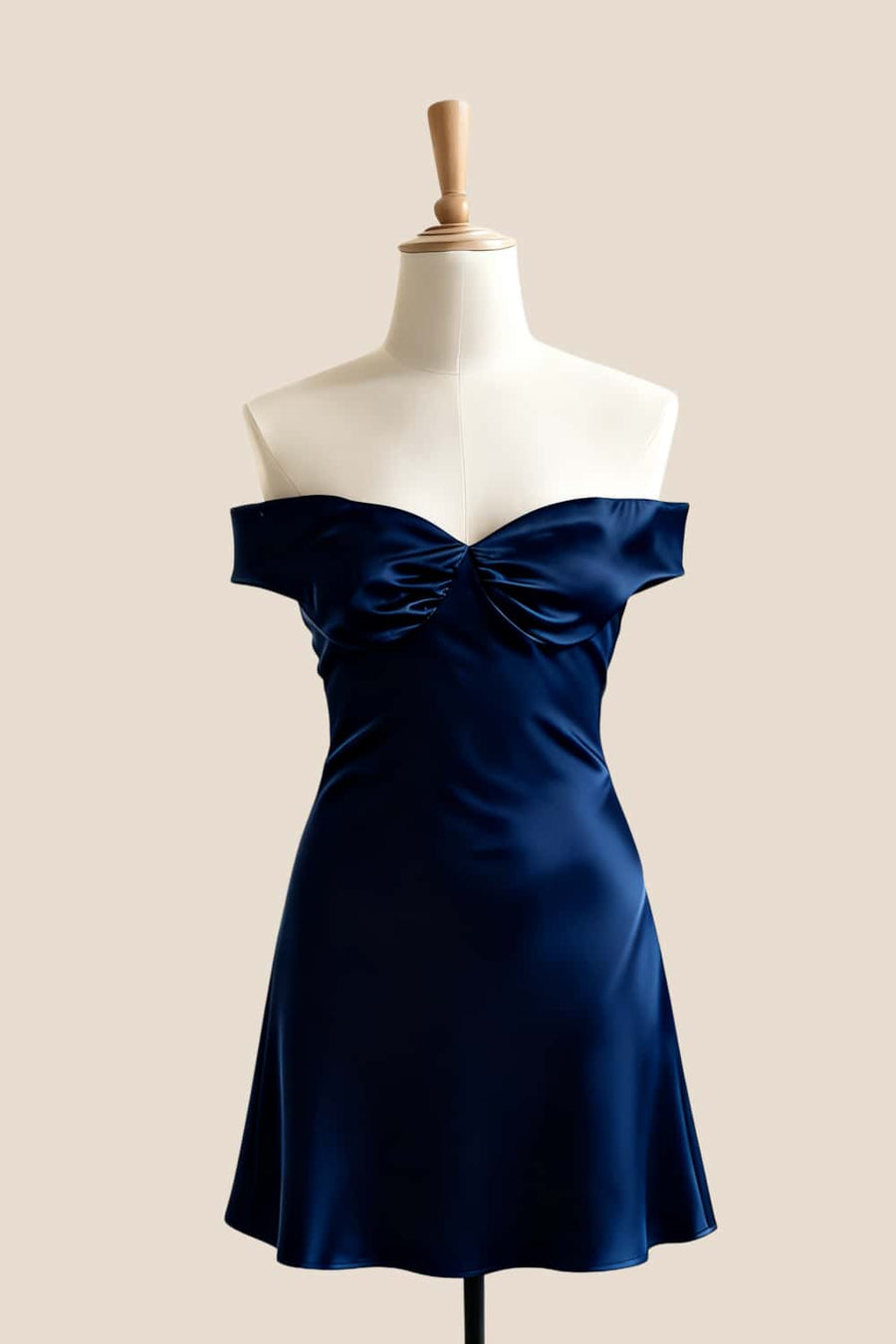 Off the Shoulder Lavender Satin Short Dress