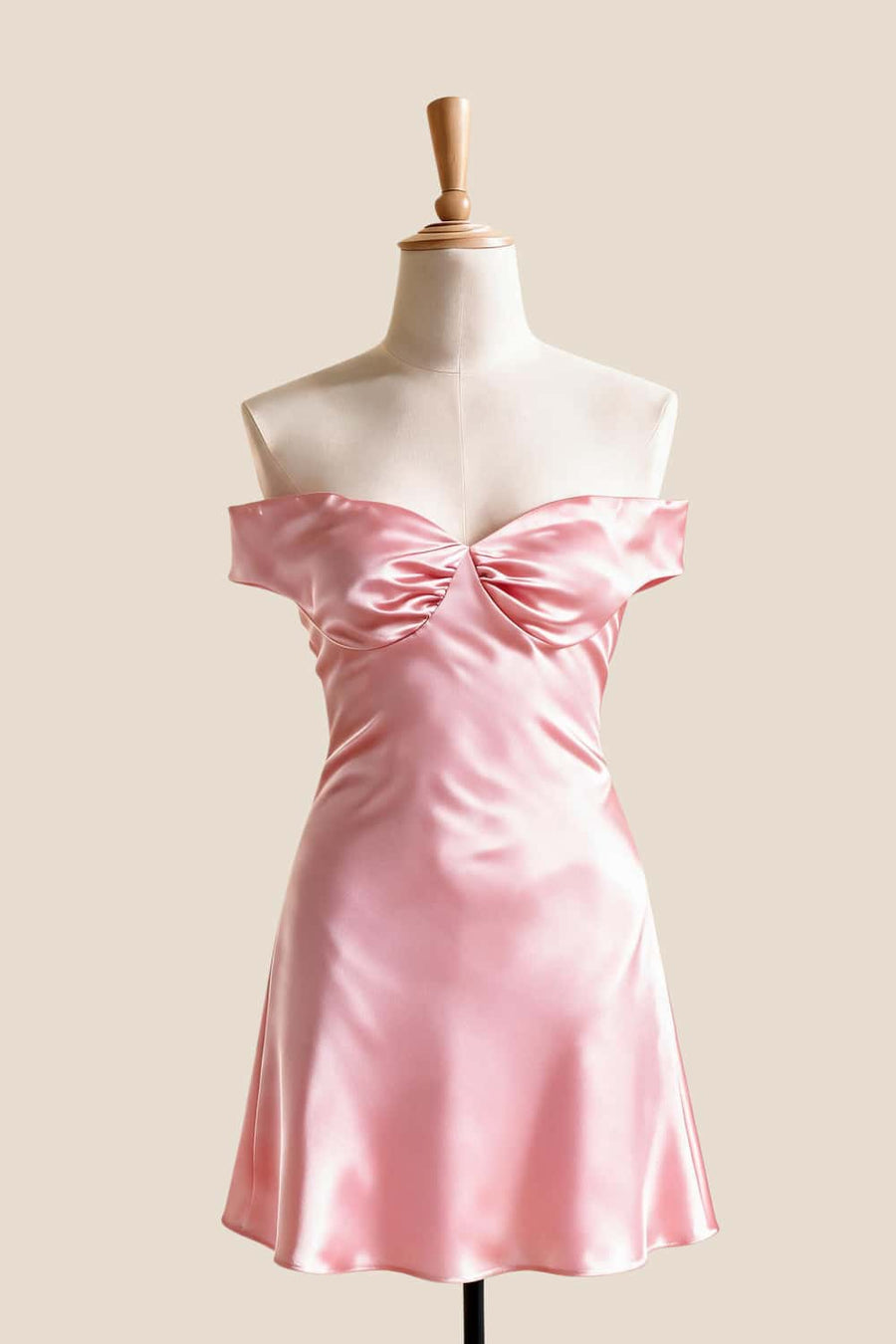 Off the Shoulder Lavender Satin Short Dress