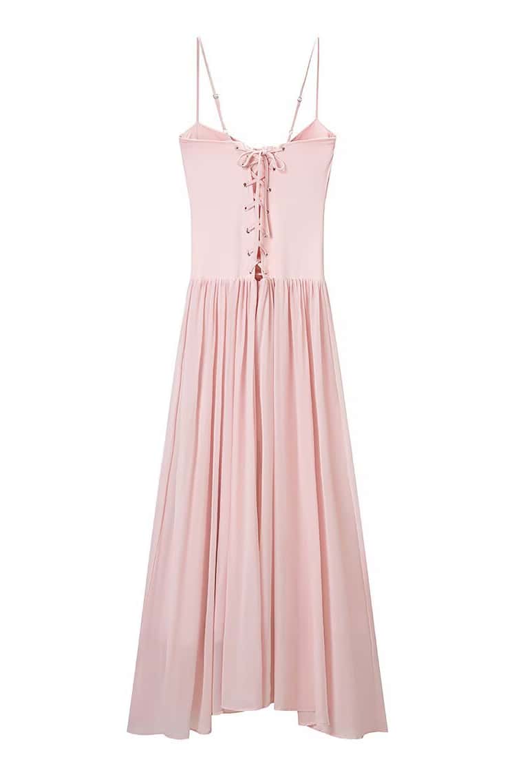 Pink Corset A-line Long Formal Dress