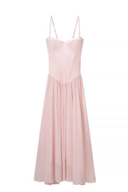 Pink Corset A-line Long Formal Dress