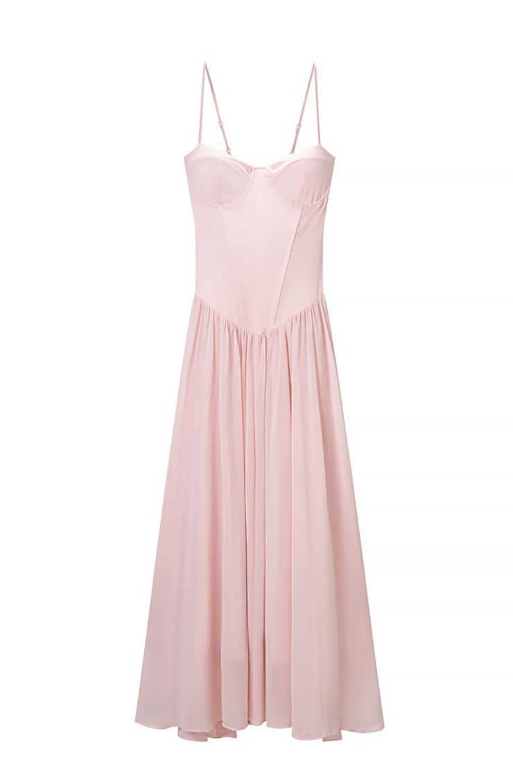 Pink Corset A-line Long Formal Dress