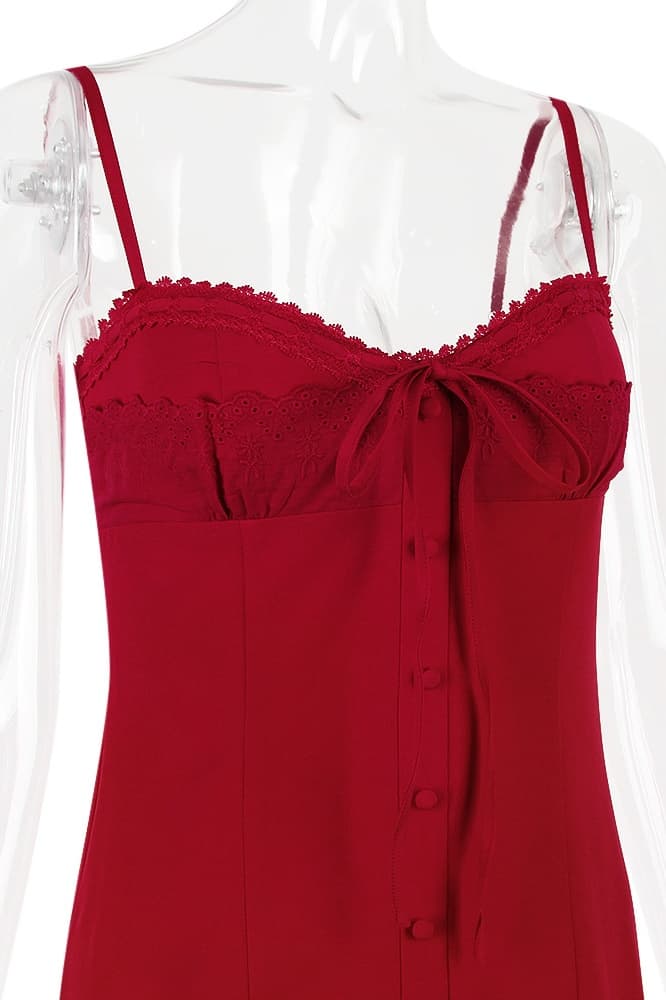 Red Ruffle Hem Short Dress