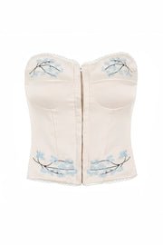 Apricot Embroidered Corset Top