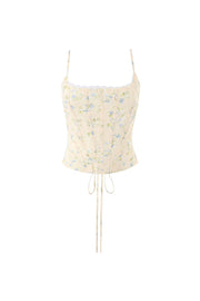 Yellow Straps Floral Fitted Top