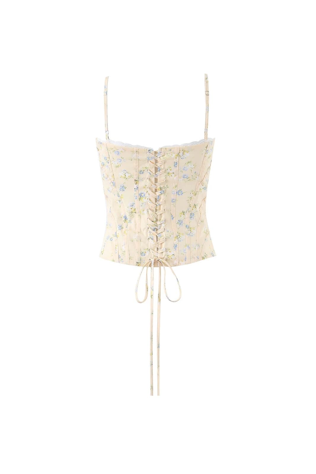 Yellow Straps Floral Fitted Top