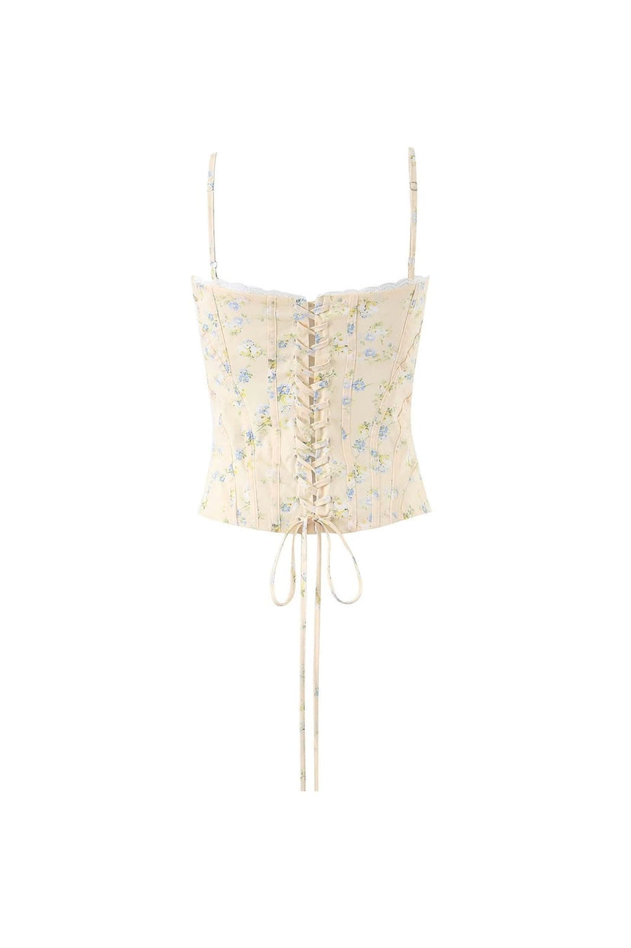 Yellow Straps Floral Fitted Top
