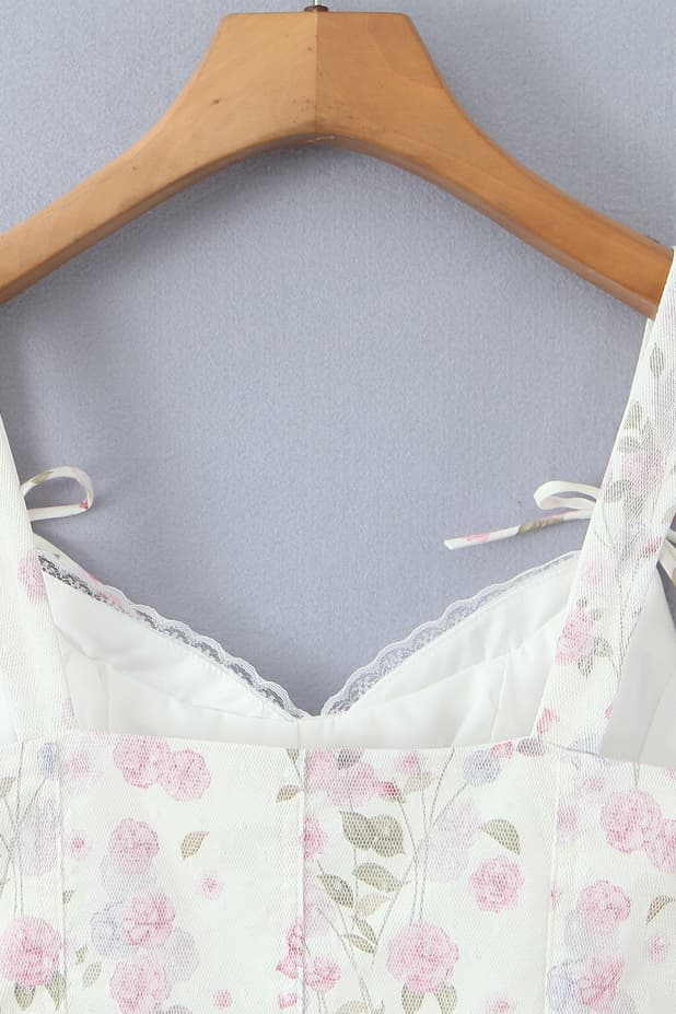 Floral Print Lace Bustier Top