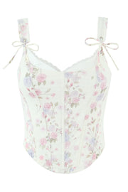 Floral Print Lace Bustier Top
