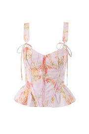 Floral Print Straps Bustier Top