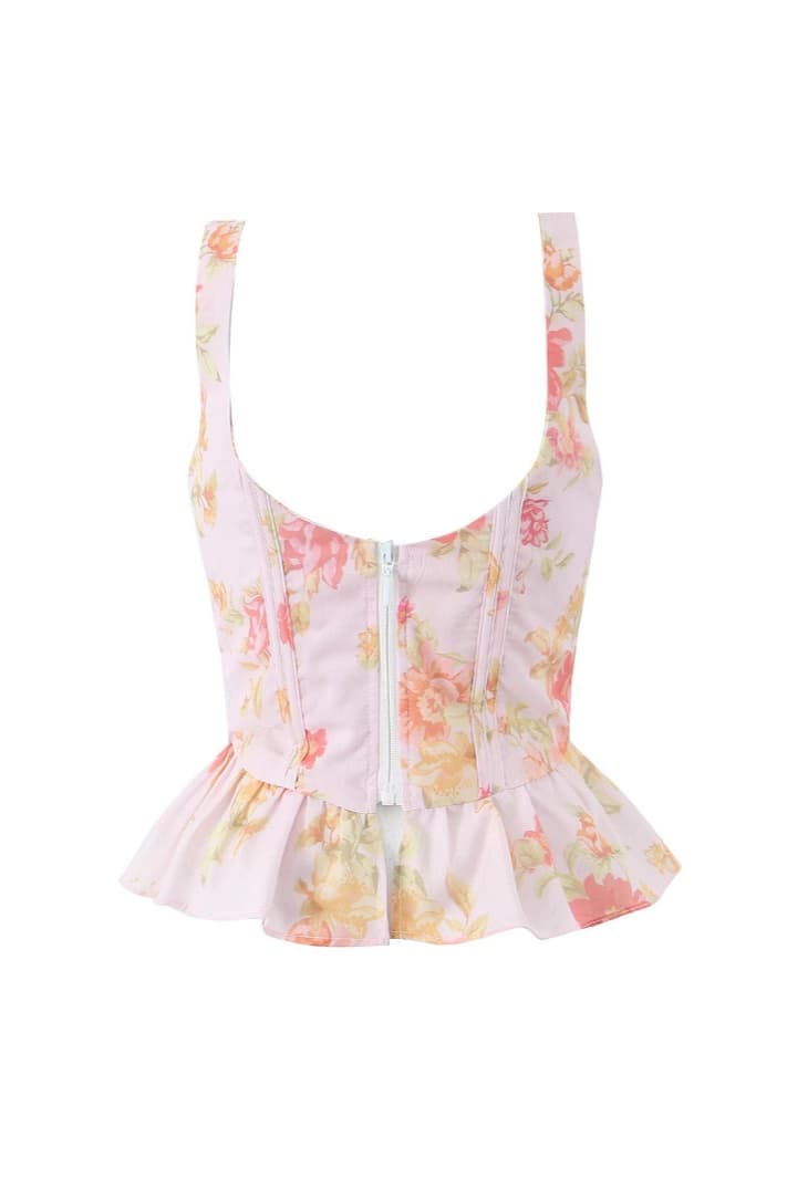 Floral Print Straps Bustier Top