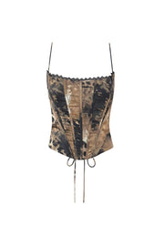 Leopard Print Patchwork Bustier Top