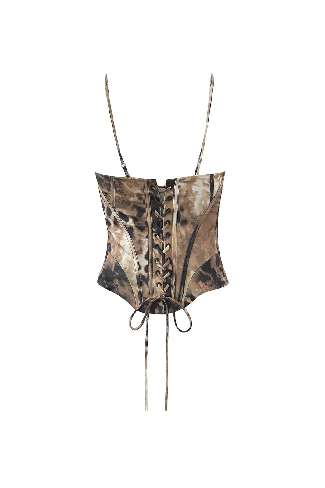 Leopard Print Patchwork Bustier Top