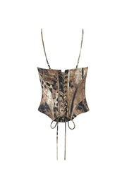Leopard Print Patchwork Bustier Top