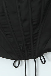 Black Lace Trim Fitted Top