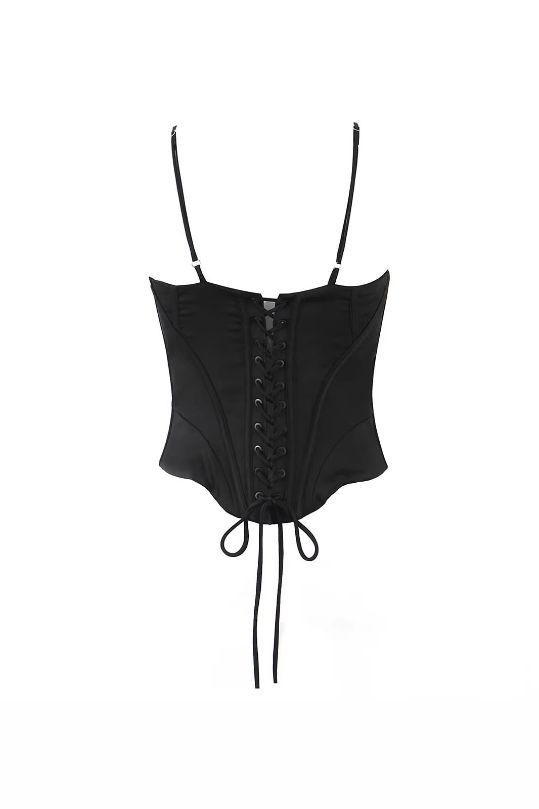 Black Lace Trim Fitted Top
