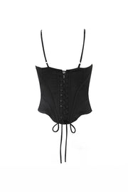 Black Lace Trim Fitted Top