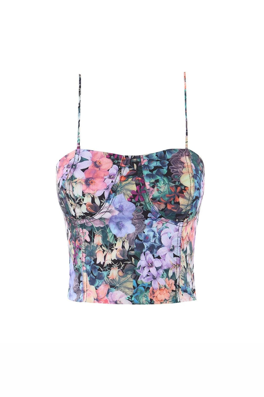 Floral Straps Print Corset Top