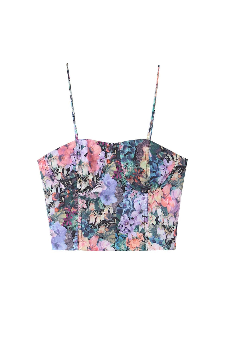 Floral Straps Print Corset Top