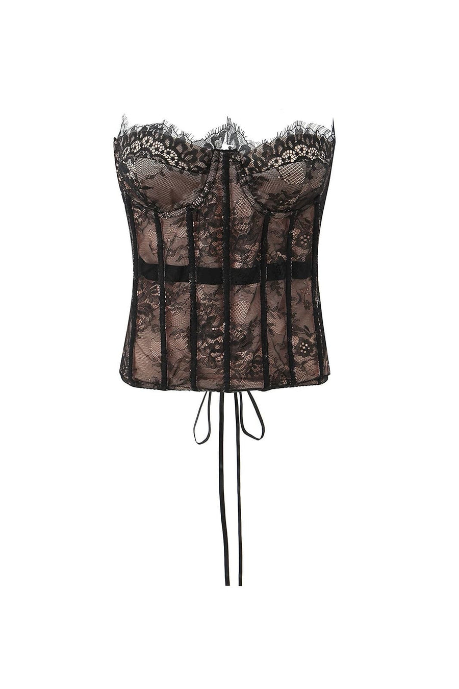 Ivory Apricot Lace Corset Top