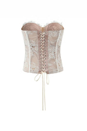 Ivory Apricot Lace Corset Top