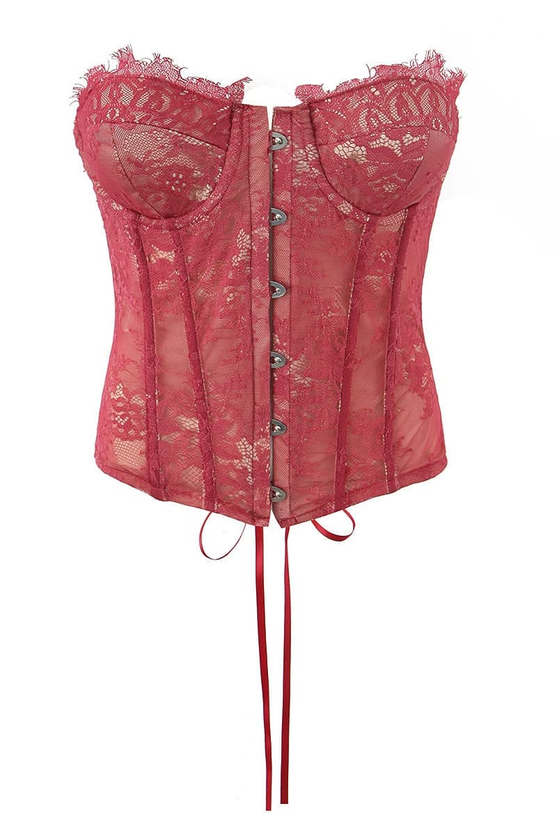 Red Lace Corset Style Top