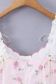 Pink Floral Print Bustier Top