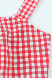 Retro Red and White Plaid Top