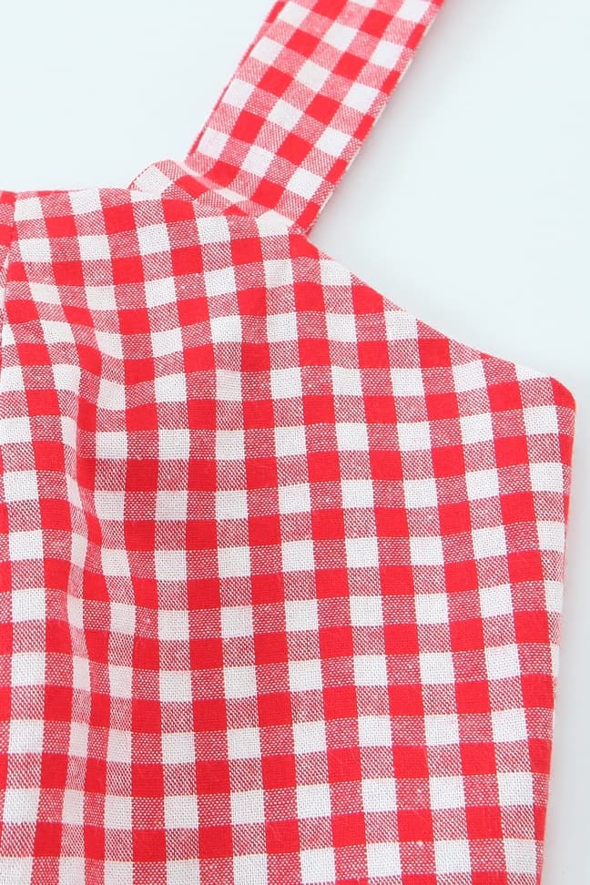 Retro Red and White Plaid Top