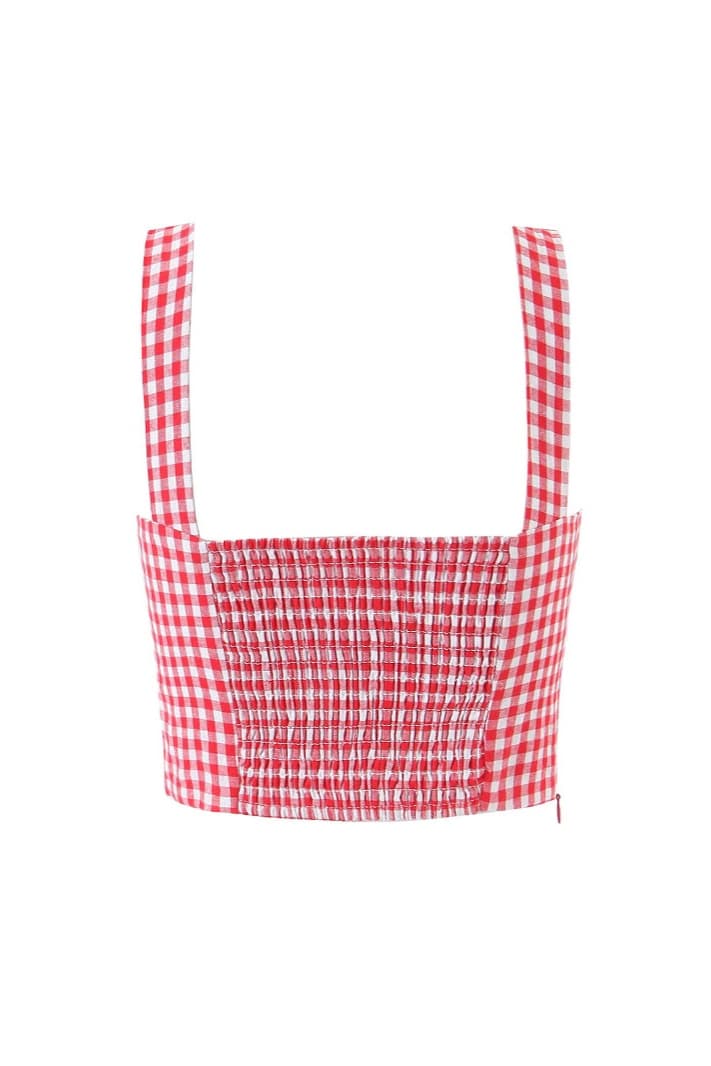 Retro Red and White Plaid Top